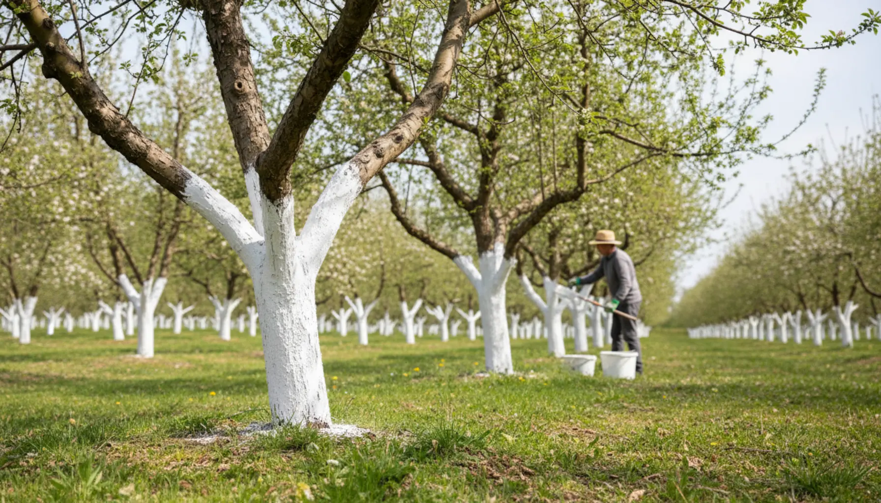 Kiedy bielić drzewa owocowe, optymalny termin zabiegu w sadzie